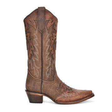 CORRAL BOOTS LADIES CHOCOLATE/COGNAC OVERLAY & EMBROIDERY