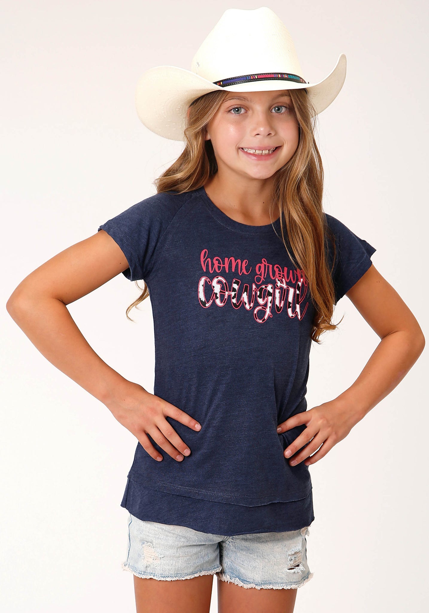 ROPER GIRLS RAGLAN TEE NAVY - FINAL SALE NO RETURN OR EXHANGE