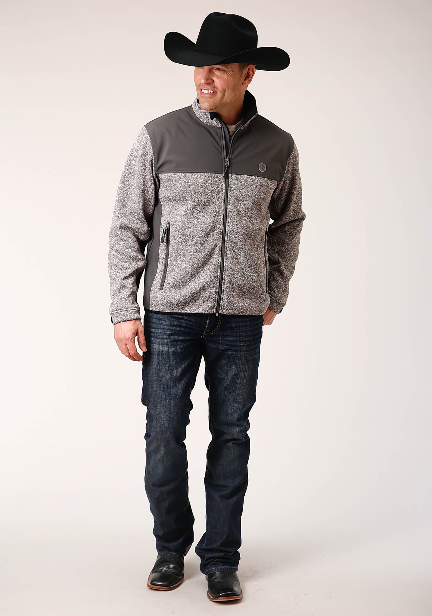 Roper Western Jacket Men's Fleece Zipper Knit - Grey