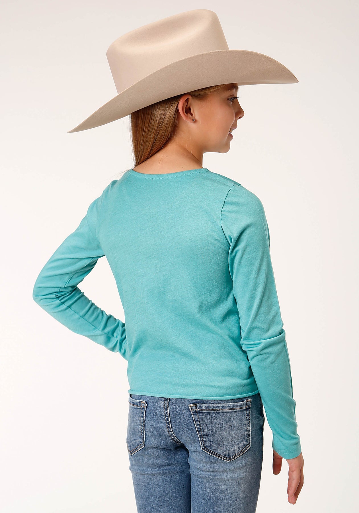 Roper Girls Turquoise Horseshoes and Boots Long Sleeve T-Shirt