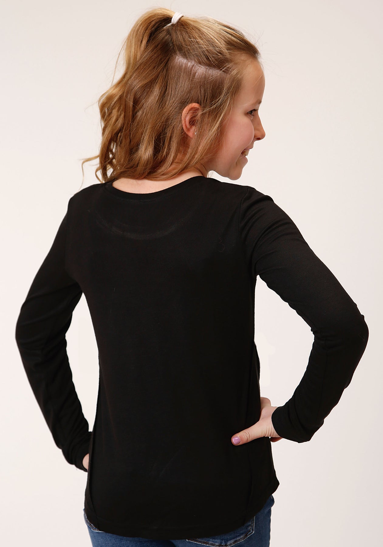 Roper Girls Black Long Sleeve T-Shirt