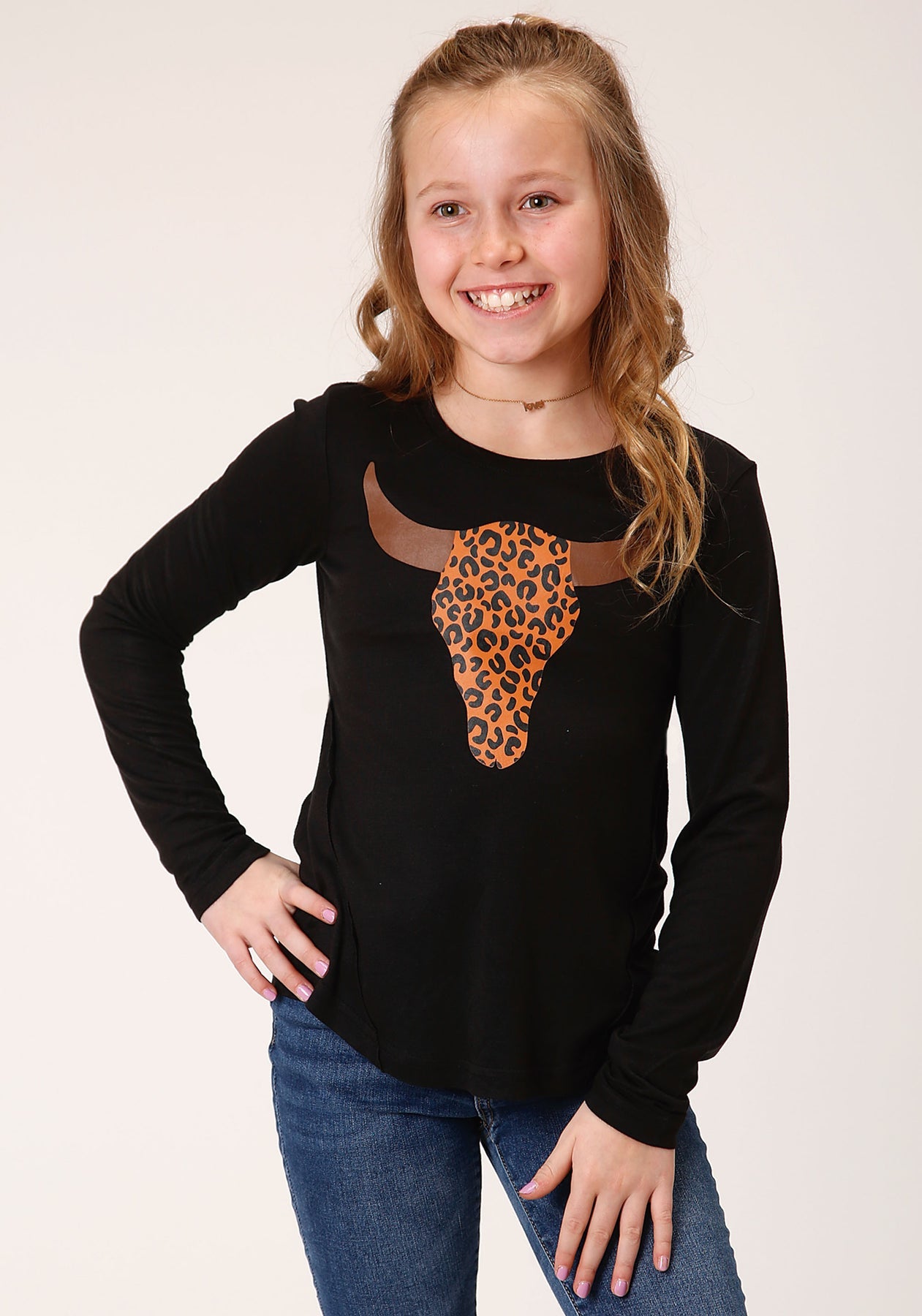 Roper Girls Black Long Sleeve T-Shirt