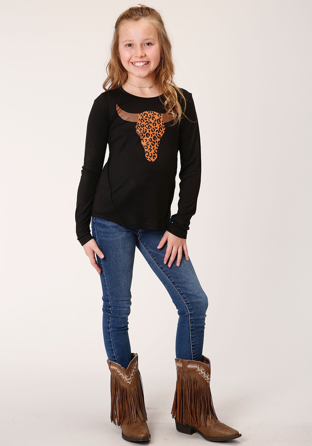 Roper Girls Black Long Sleeve T-Shirt