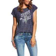 Ariat Women's Navy "Heros Been Cowgirls" Tee