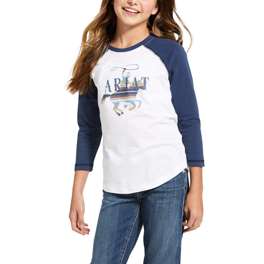 Ariat® Girls R.E.A.L™ White & Blue Serape Rider T-Shirt