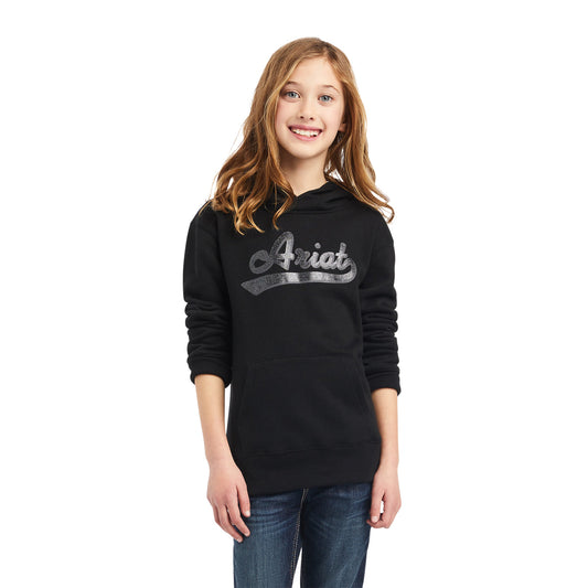 Ariat Girls REAL Glitter Logo Hoodie - Black