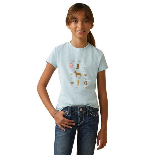 Ariat Girls Time To Show Tee - Heather Mosaic Blue