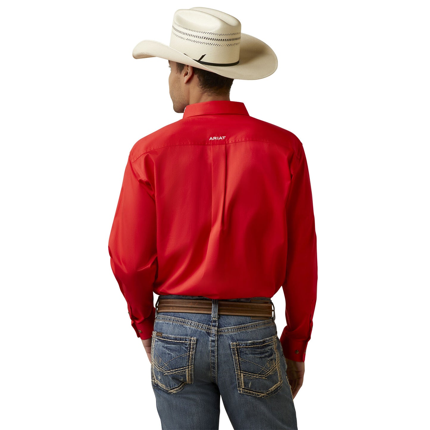 Ariat Men's Team Logo Poppy Red Twill Button Down Shirt