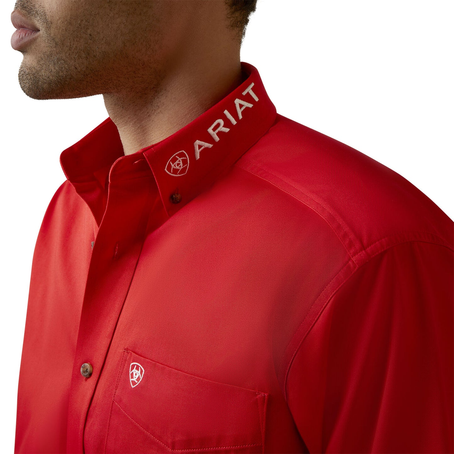 Ariat Men's Team Logo Poppy Red Twill Button Down Shirt