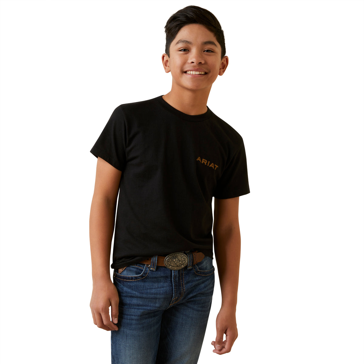 Ariat Boys Shield Stitch Short Sleeve T-Shirt - Black