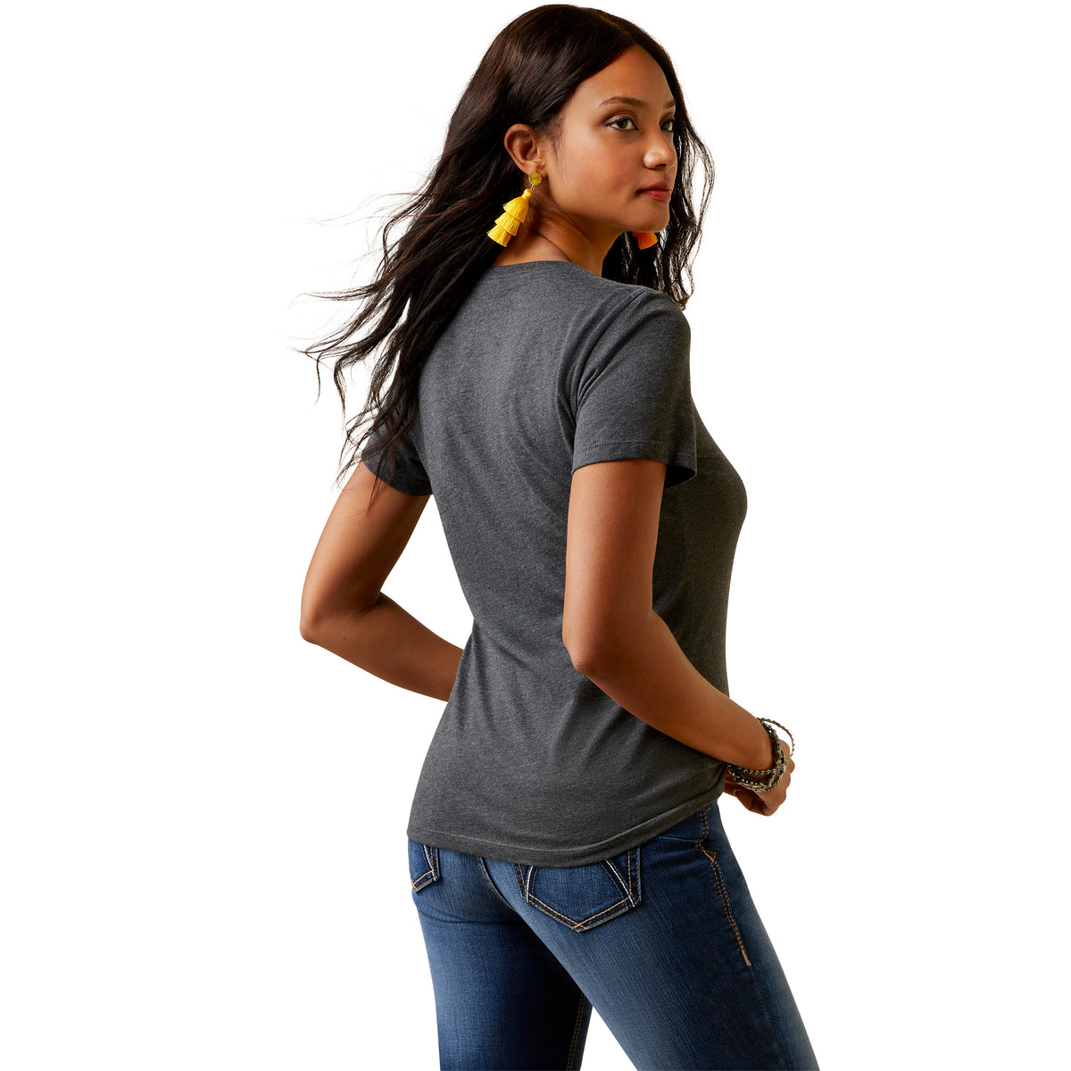 Ariat Womens Quilt Logo SS Tee - Charcoal