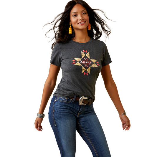 Ariat Womens Quilt Logo SS Tee - Charcoal