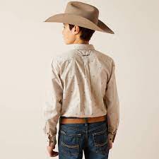 Ariat Youth Boys Beau Long Sleeve Shirt (Sandshell)