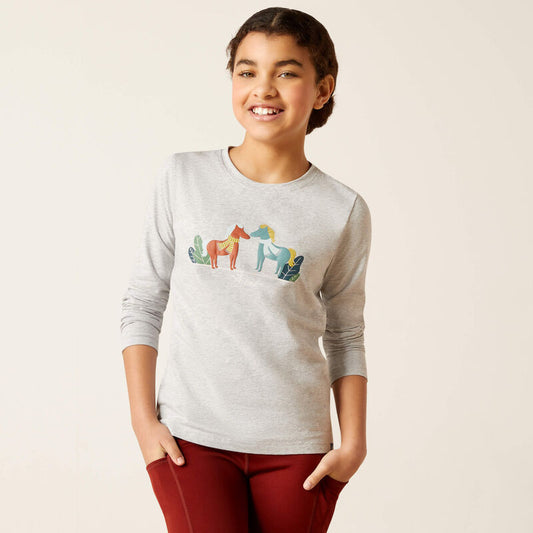 Ariat Youth Girls Winter Fashions T-Shirt (Heather Grey)