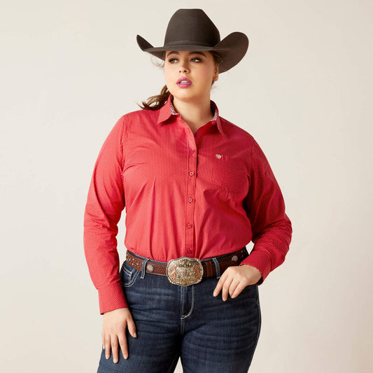 Ariat Women's Wrinkle Resistant Kirby Stretch L/S Shirt (Cardinal Dot)