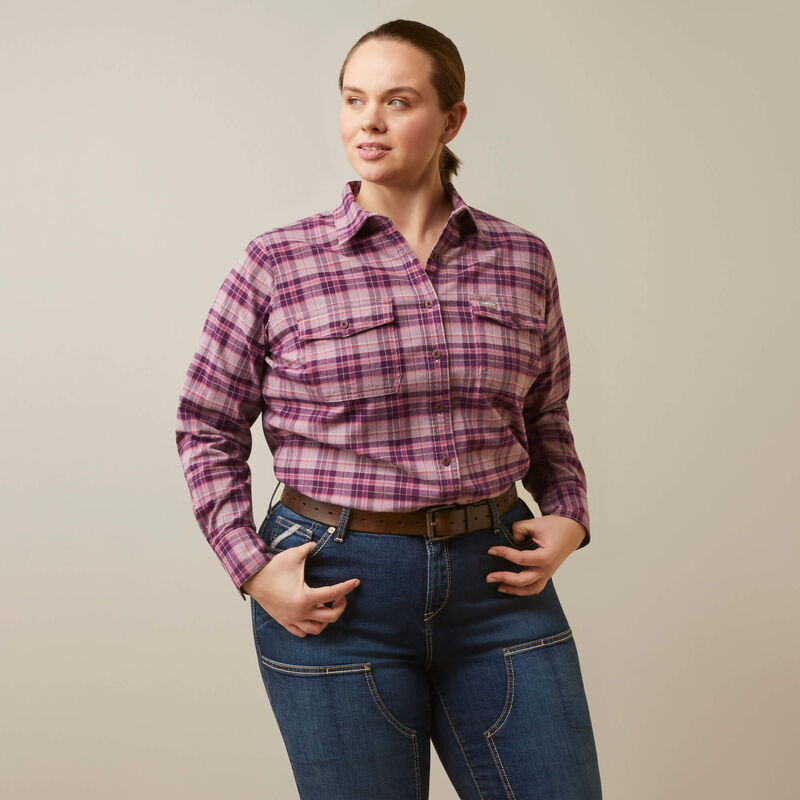 Ariat Women's Rebar Flannel DuraStretch Work Shirt (Purple Plaid)