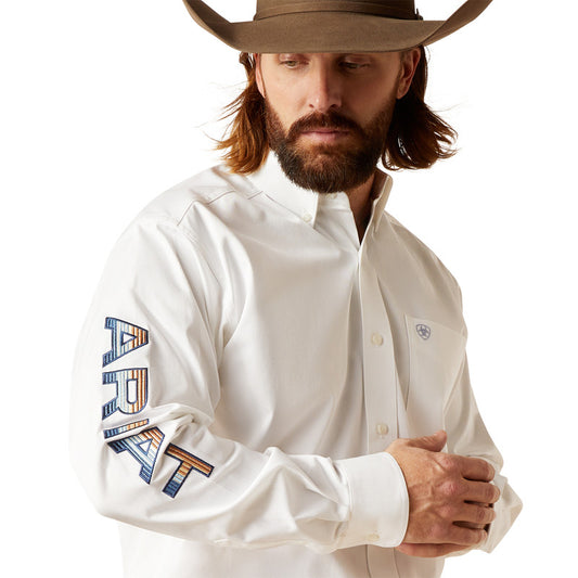 Ariat Men's Team Logo Twill L/S Shirt (White)