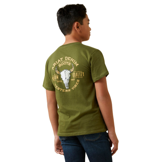 Ariat Boys Bison Short Sleeve T-Shirt - Army