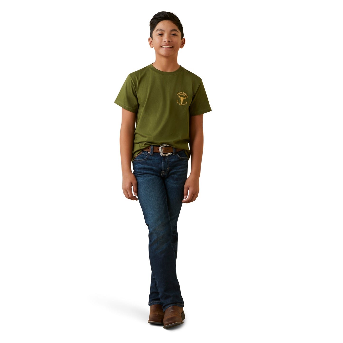 Ariat Boys Bison Short Sleeve T-Shirt - Army