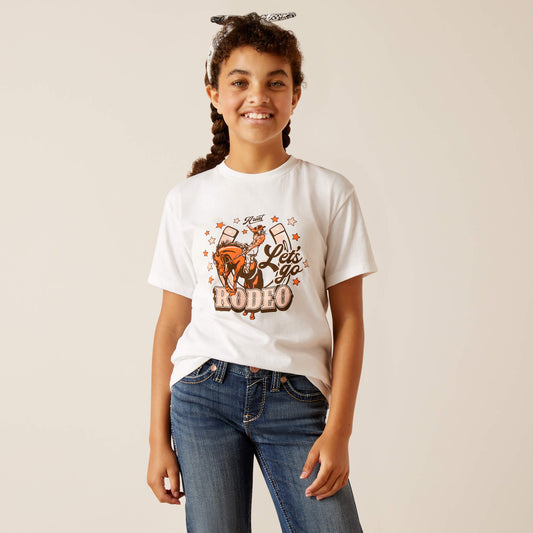 Ariat Girls Let's Rodeo S/S T-Shirt (White)