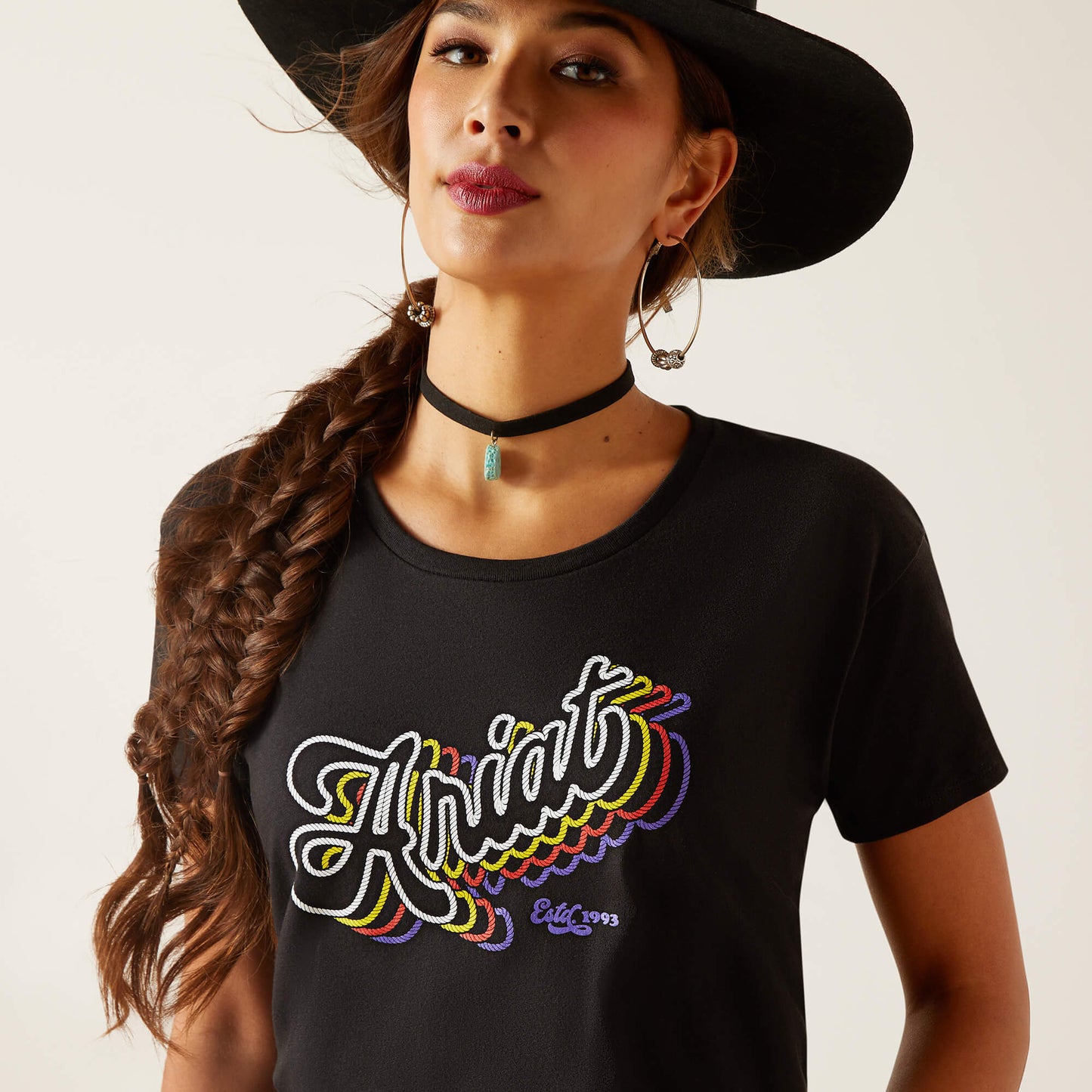 Ariat Women's Rainbow Script S/S T-Shirt (Black)