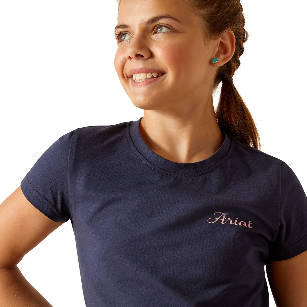 Ariat Youth Pretty Shield Short Sleeve T-Shirt - Navy Eclipse (10048555)