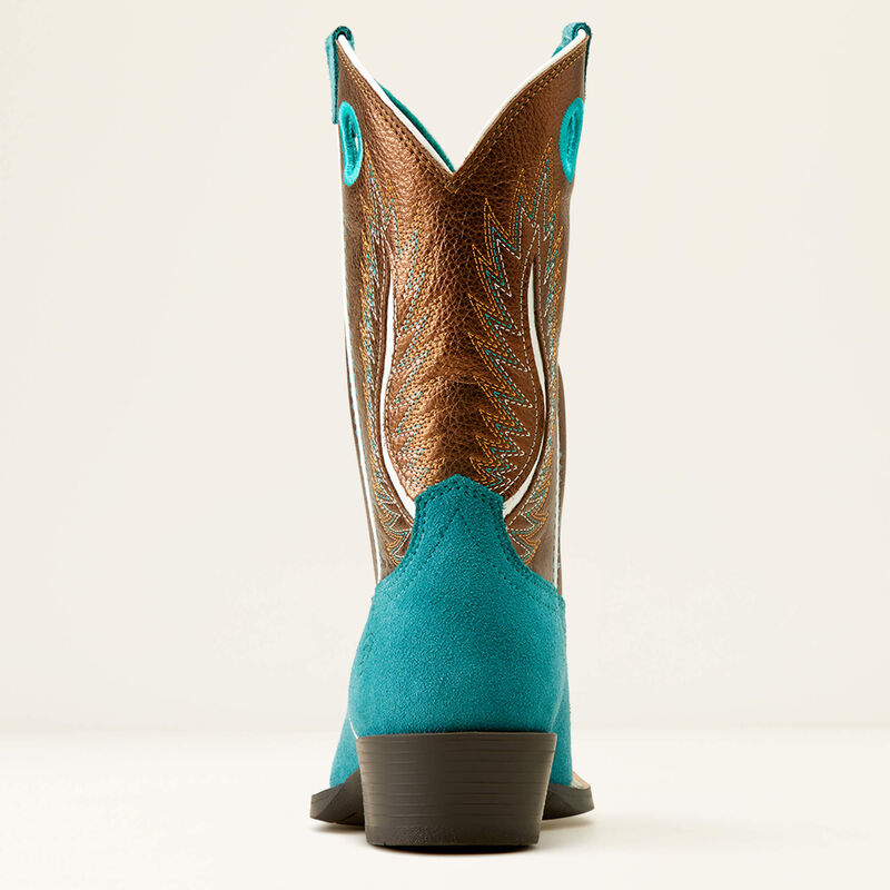 Ariat Kids Futurity Fort Worth Western Boot (Teal Suede / Gilded Mocha)