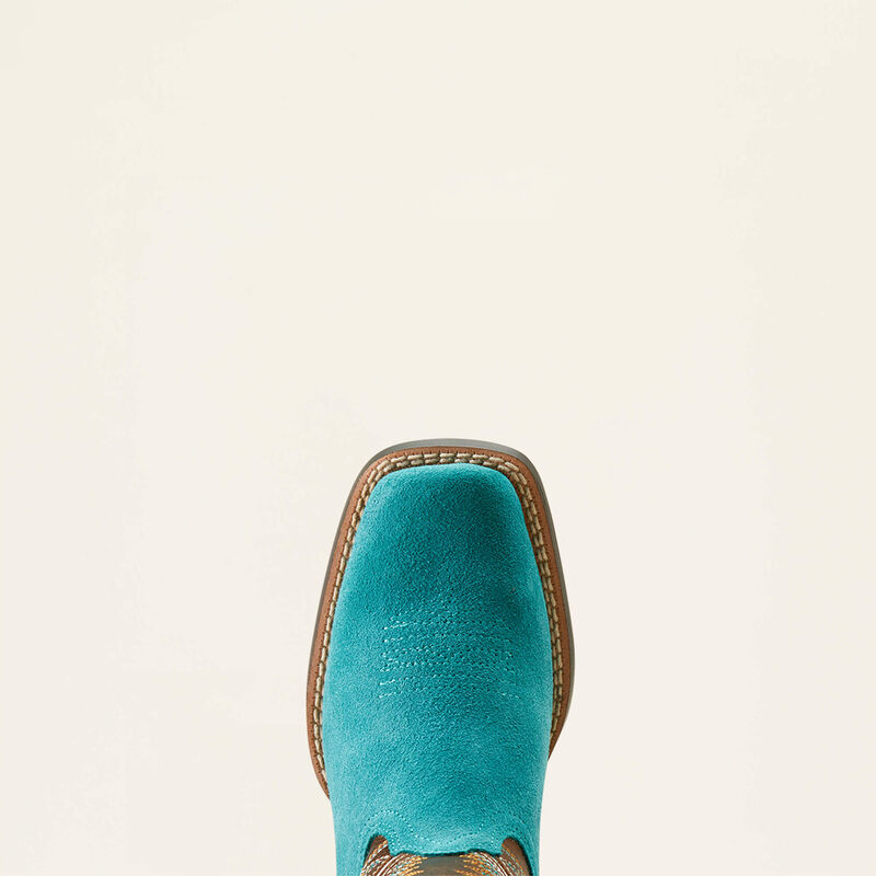 Ariat Kids Futurity Fort Worth Western Boot (Teal Suede / Gilded Mocha)