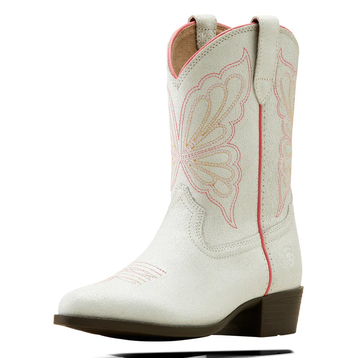 Ariat Girls Heritage Butterfly Boot (Distressed Ivory)