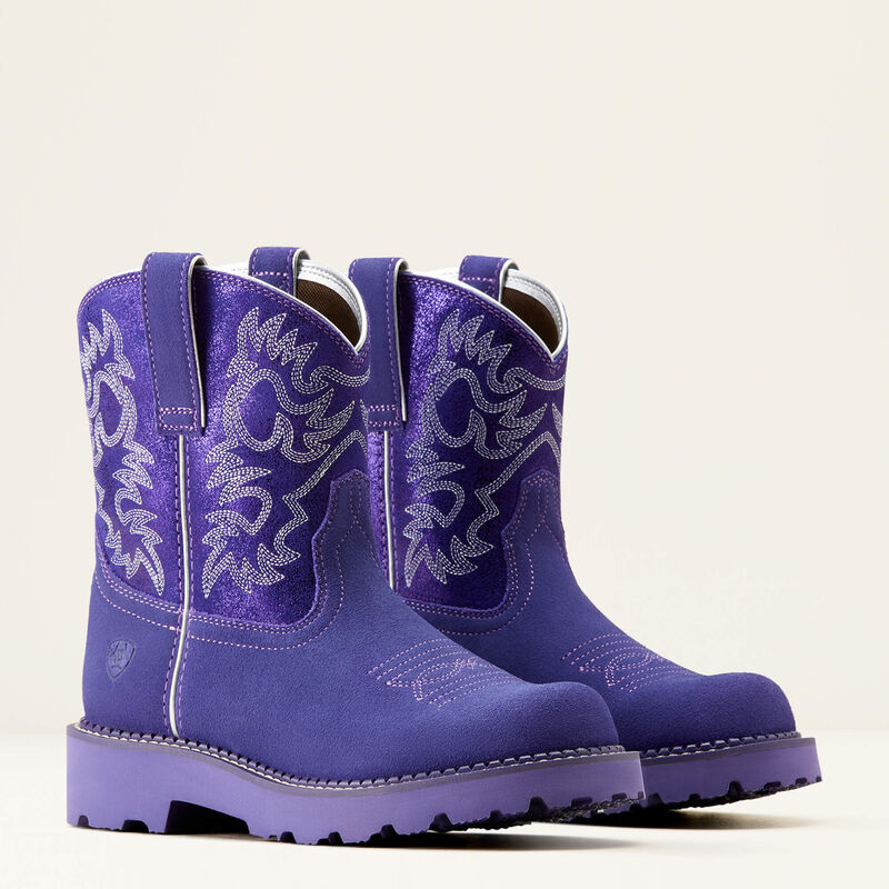 Ariat Women's Fatbaby Western Boot (Violet Suede/Purple Metallic)