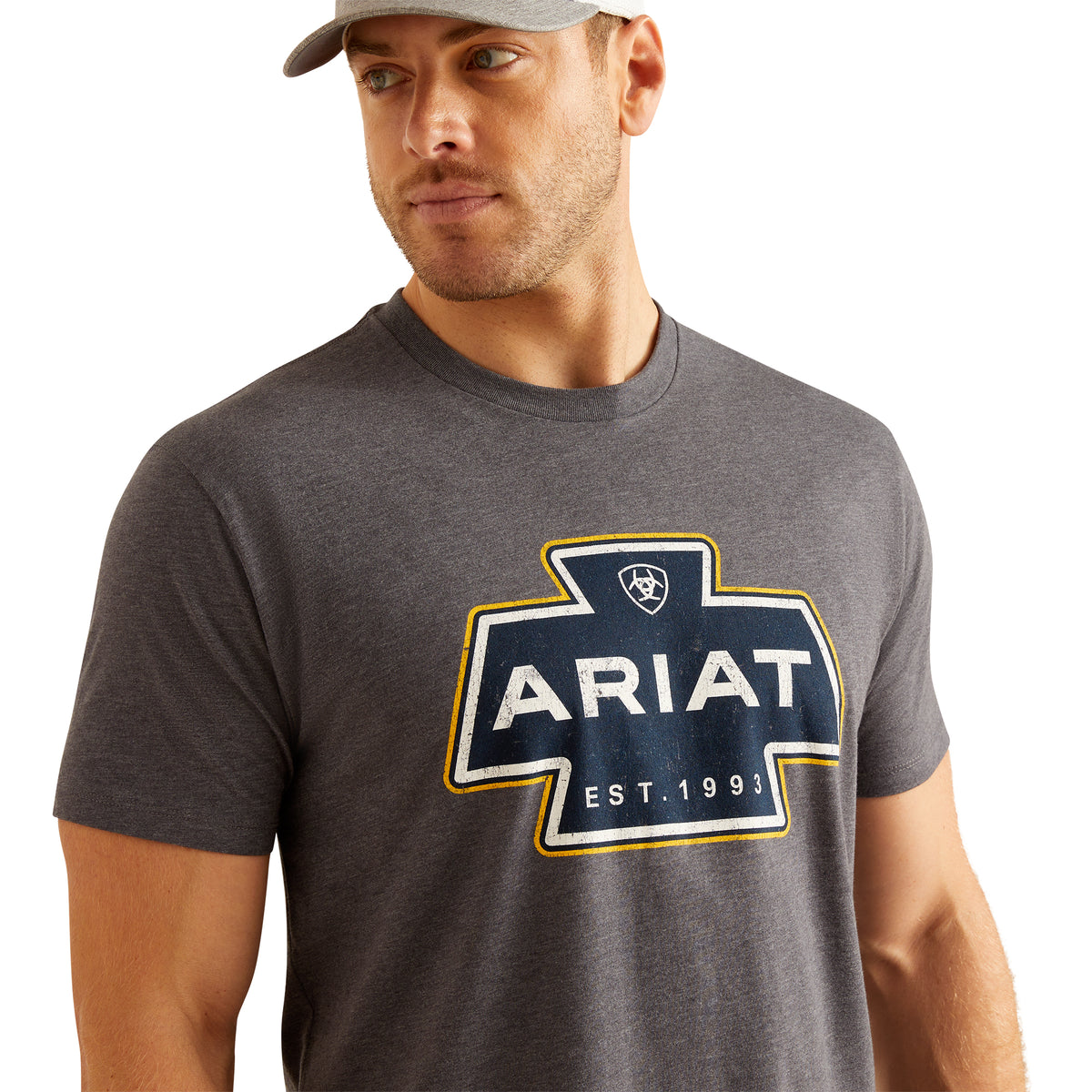 Ariat Men's SW Shape Logo S/S T-Shirt (Titanium Heather)