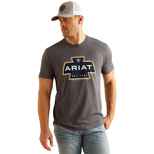 Ariat Men's SW Shape Logo S/S T-Shirt (Titanium Heather)