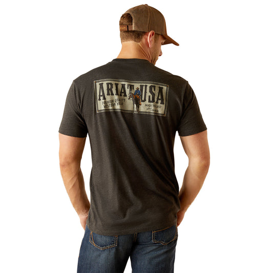 Ariat Men's Rider Label S/S T-Shirt (Charcoal Heather)