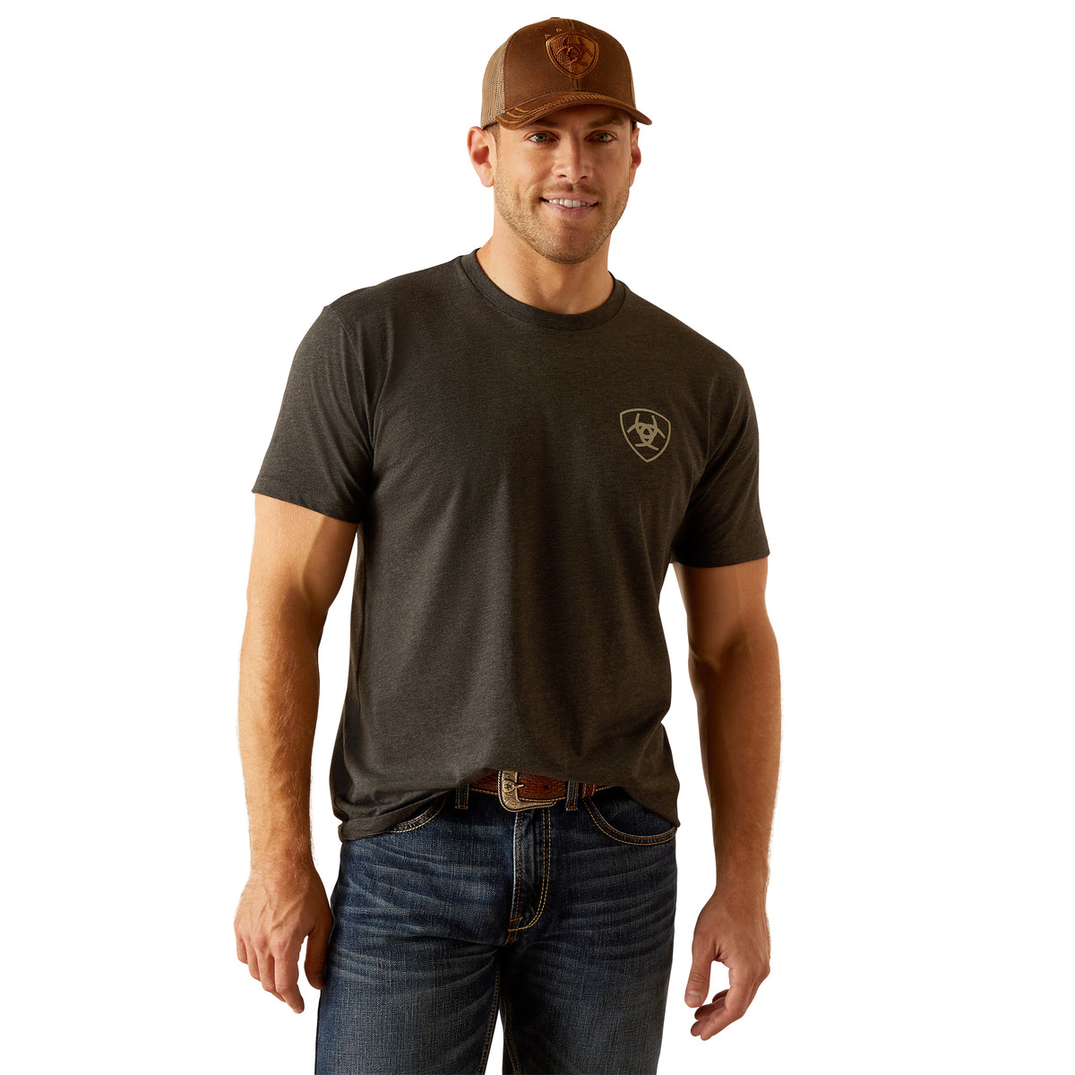 Ariat Men's Rider Label S/S T-Shirt (Charcoal Heather)