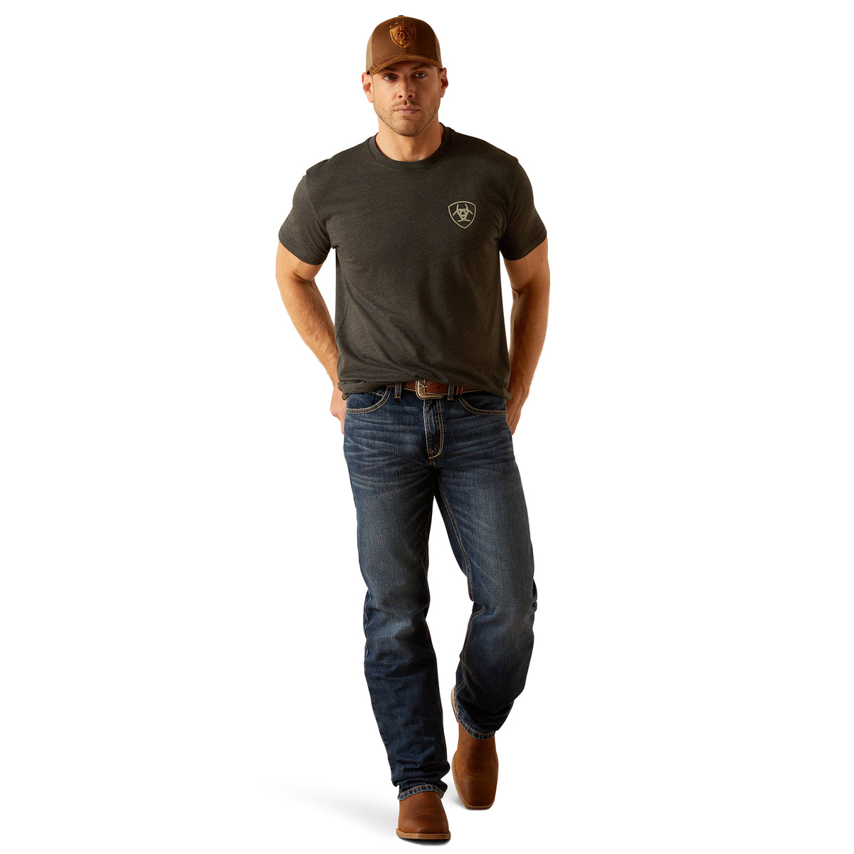 Ariat Men's Rider Label S/S T-Shirt (Charcoal Heather)