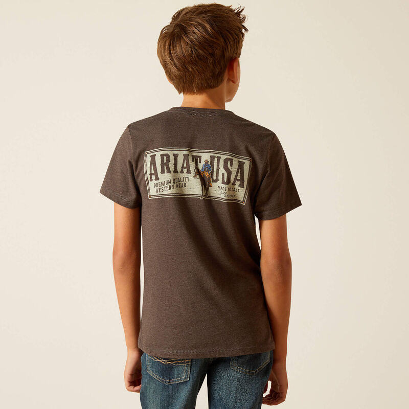 Ariat Boys Rider Label T-Shirt (Charcoal Heather)