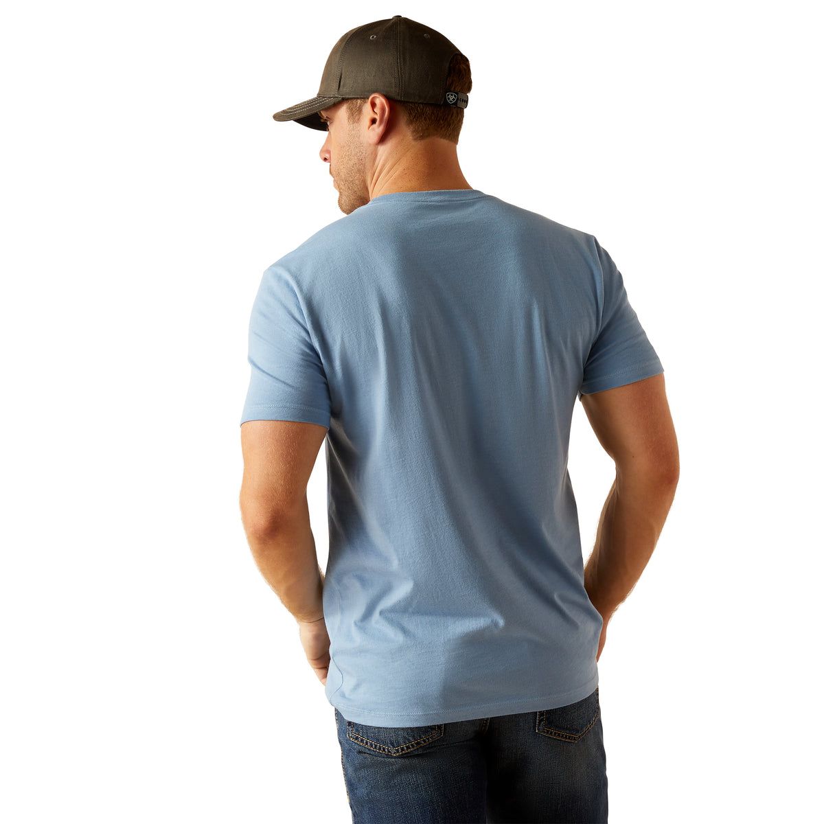 Ariat Men's Retro Hex Stripe S/S T-Shirt (Light Blue Heather)