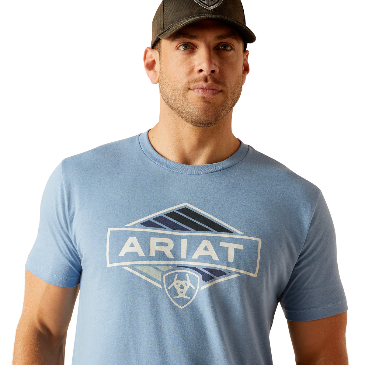 Ariat Men's Retro Hex Stripe S/S T-Shirt (Light Blue Heather)