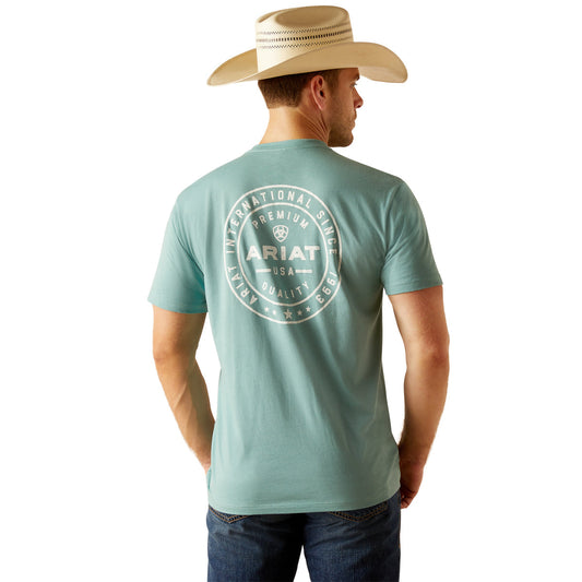 Ariat Men's Heritage Circle S/S T-Shirt (Oil Blue Heather)