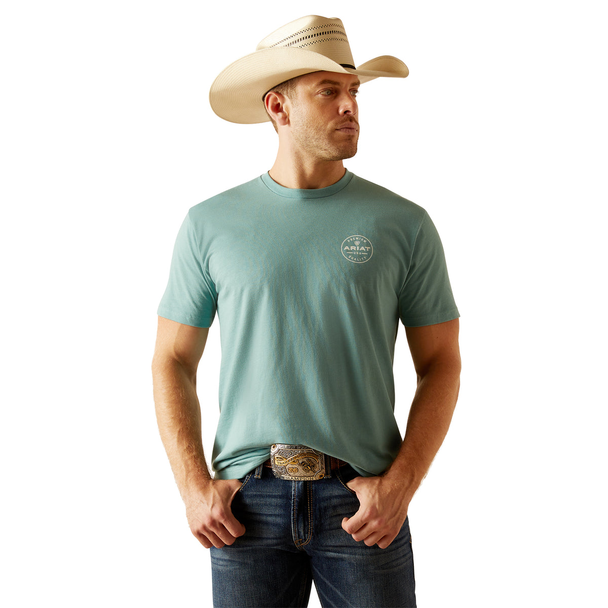 Ariat Men's Heritage Circle S/S T-Shirt (Oil Blue Heather)