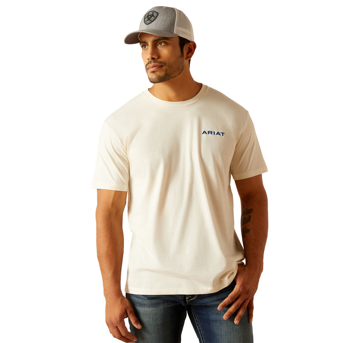 Ariat Men's Logo S/S T-Shirt (Off White)