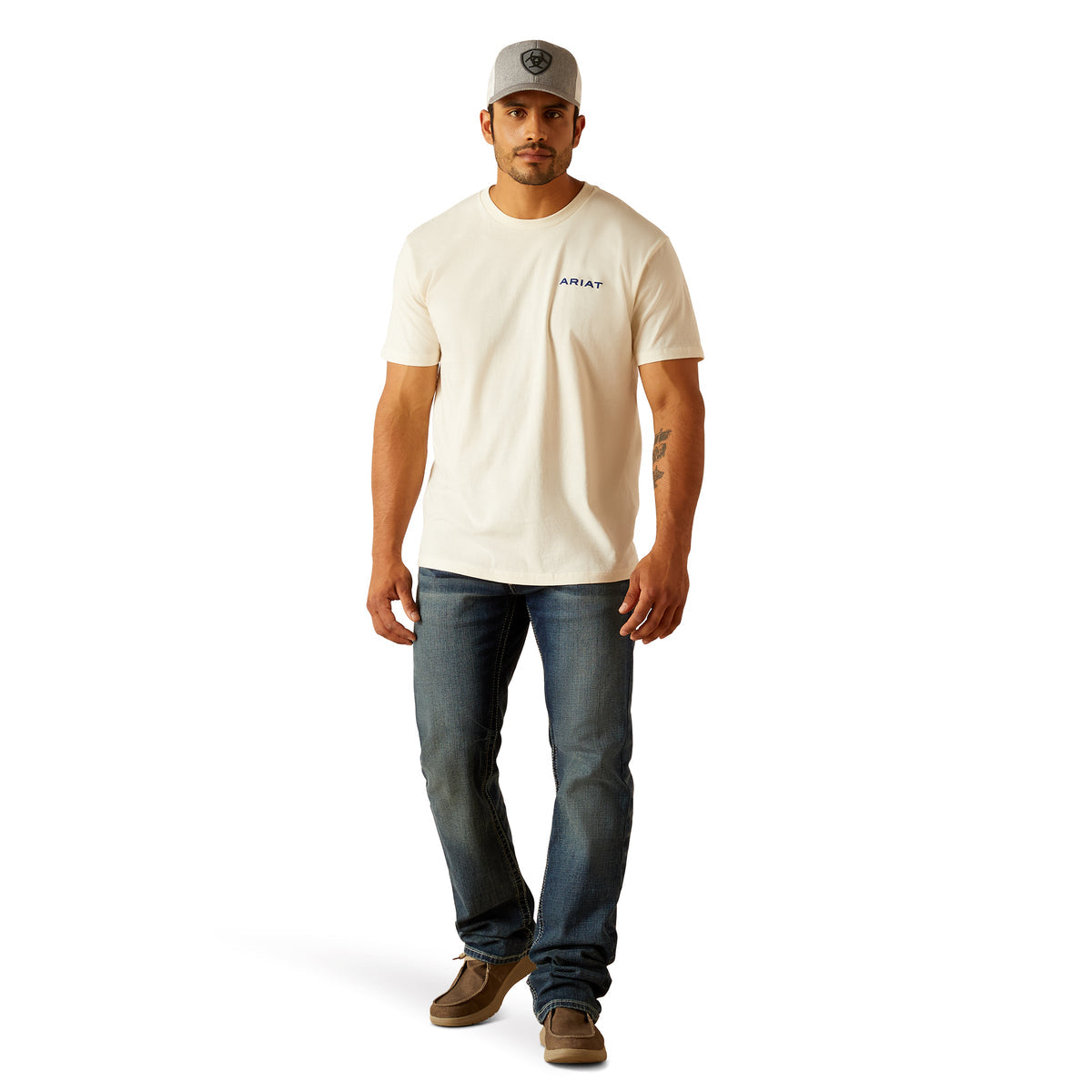 Ariat Men's Logo S/S T-Shirt (Off White)