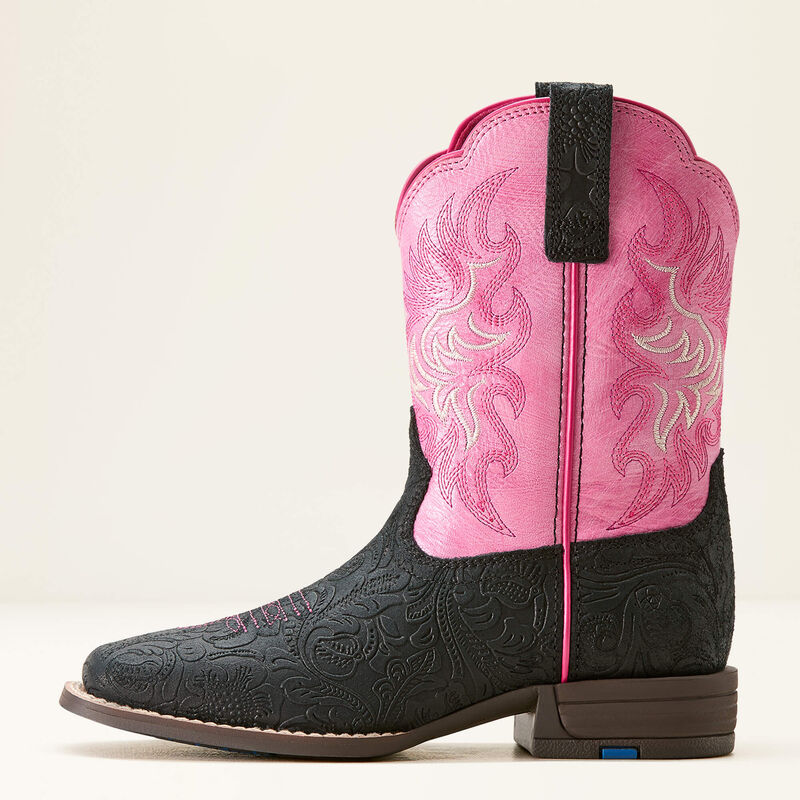 Ariat Youth Outrider Black Floral Emboss Painted Peony