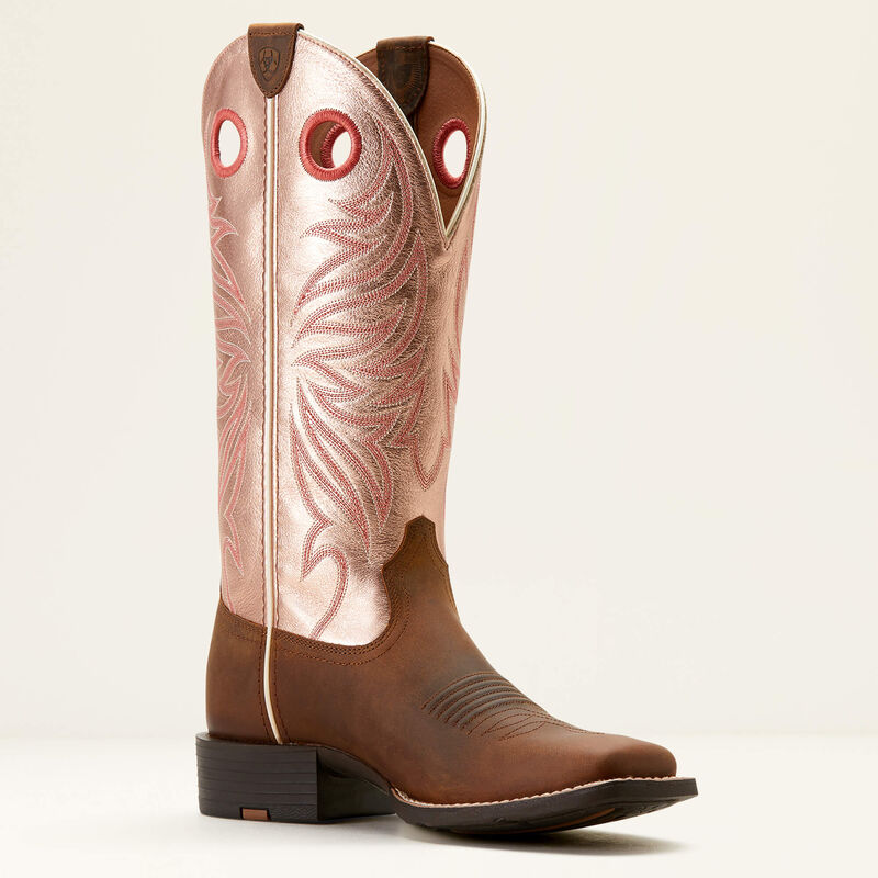 ARIAT WOMEN'S ROUND UP RYDER DISTRESSED BROWN / GOLDEN PINK