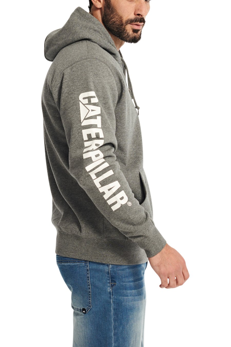 CAT MEN'S MIDWEIGHT BANNER FULL ZIP HOODIE - DARK HEATHER GREY