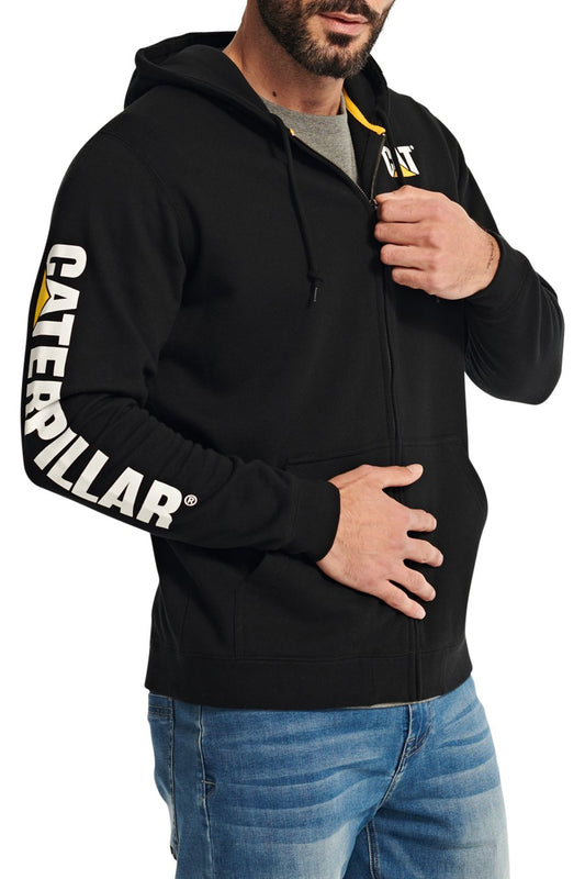 CAT MEN'S MIDWEIGHT BANNER FULL ZIP HOODIE - BLACK/NOIR