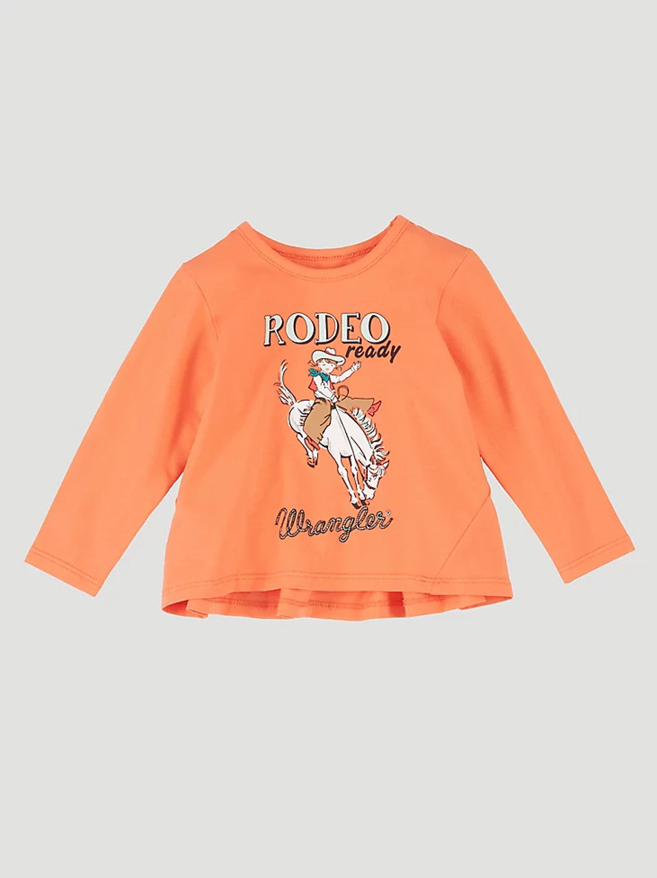 WRANGLER BABY GIRL'S LONG SLEEVE RODEO TEE - ORANGE