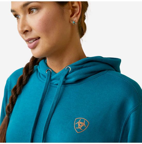 Ariat Women's REAL Logo Hoodie (Deep Lagoon)