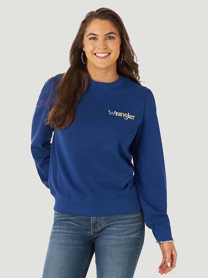 WRANGLER WOMEN'S RETRO PUFF SLEEVE LOGO PULLOVER