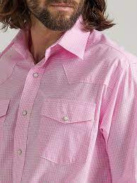 WRANGLER MEN'S BUCKING CANCER SNAP SHIRT IN FUSCHIA PINK